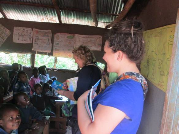 Reading to the kids.